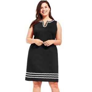 Talbots Black Ponte Shift Dress White Rickrack